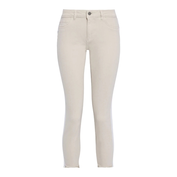 DL1961 Florence Cropped Canvas-Trimmed Jeans, Size 29, Ecru, NWT - Picture 4 of 10